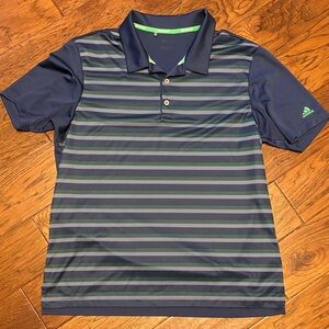 Adidas Climacool Navy and Lime Striped Golf Polo, size Large